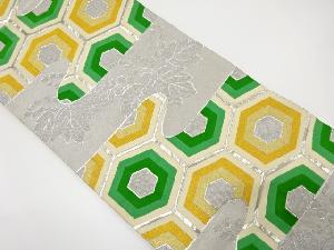 アンティーク　霞取りに桐・亀甲模様織り出し袋帯（材料）